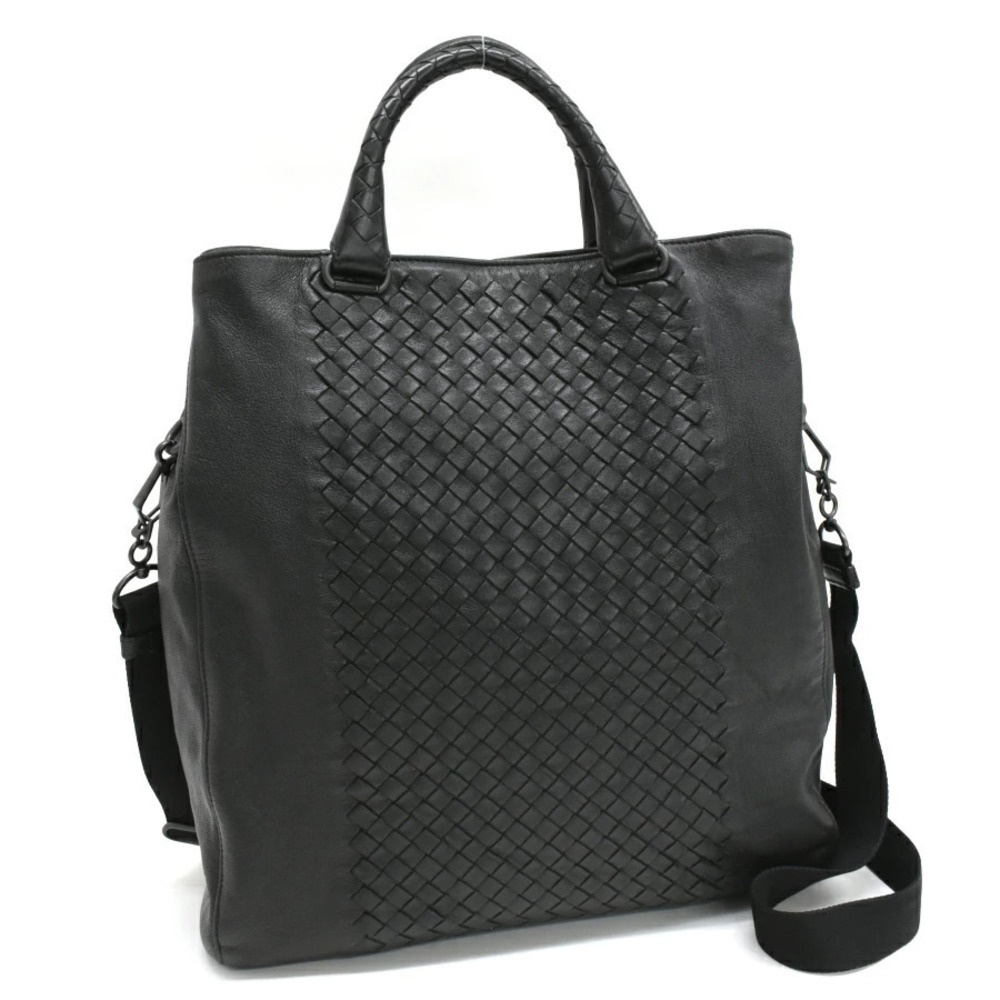 Bottega Veneta Nappa Intrecciato Vertical Convertible Satchel Tote Bag Black